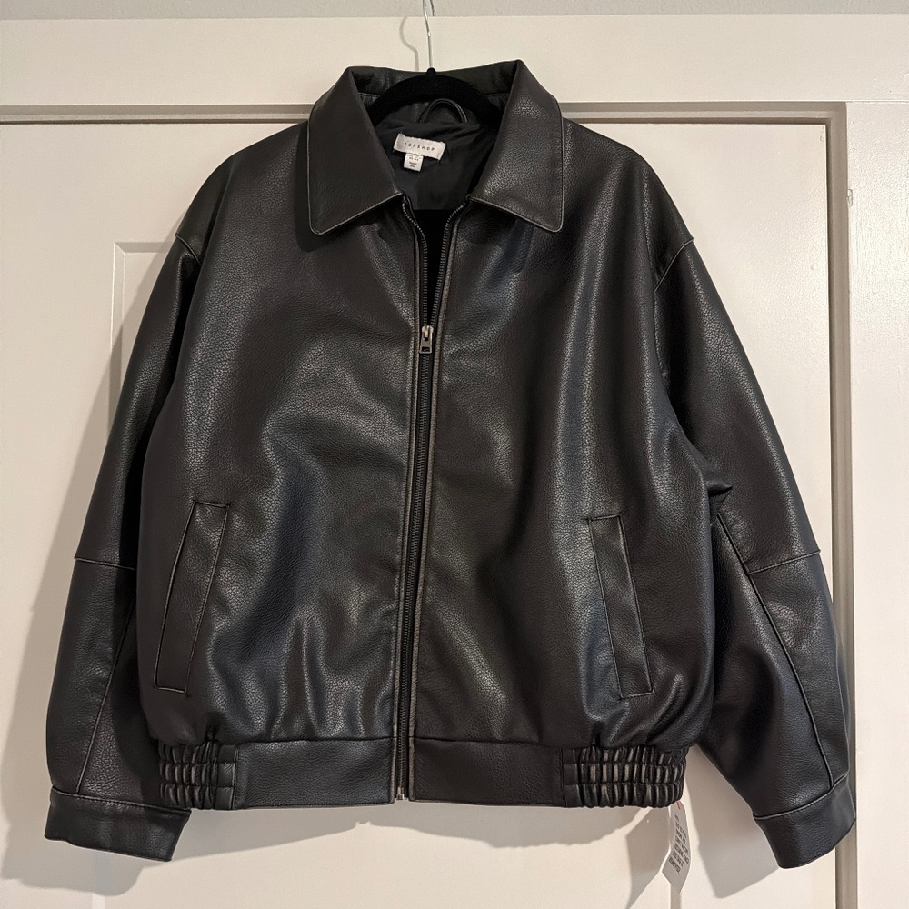 Topshop Vegan Leather Bomber Jacket Size 0-2